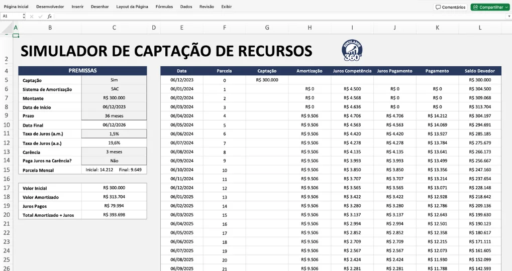Simulador de captação de recursos